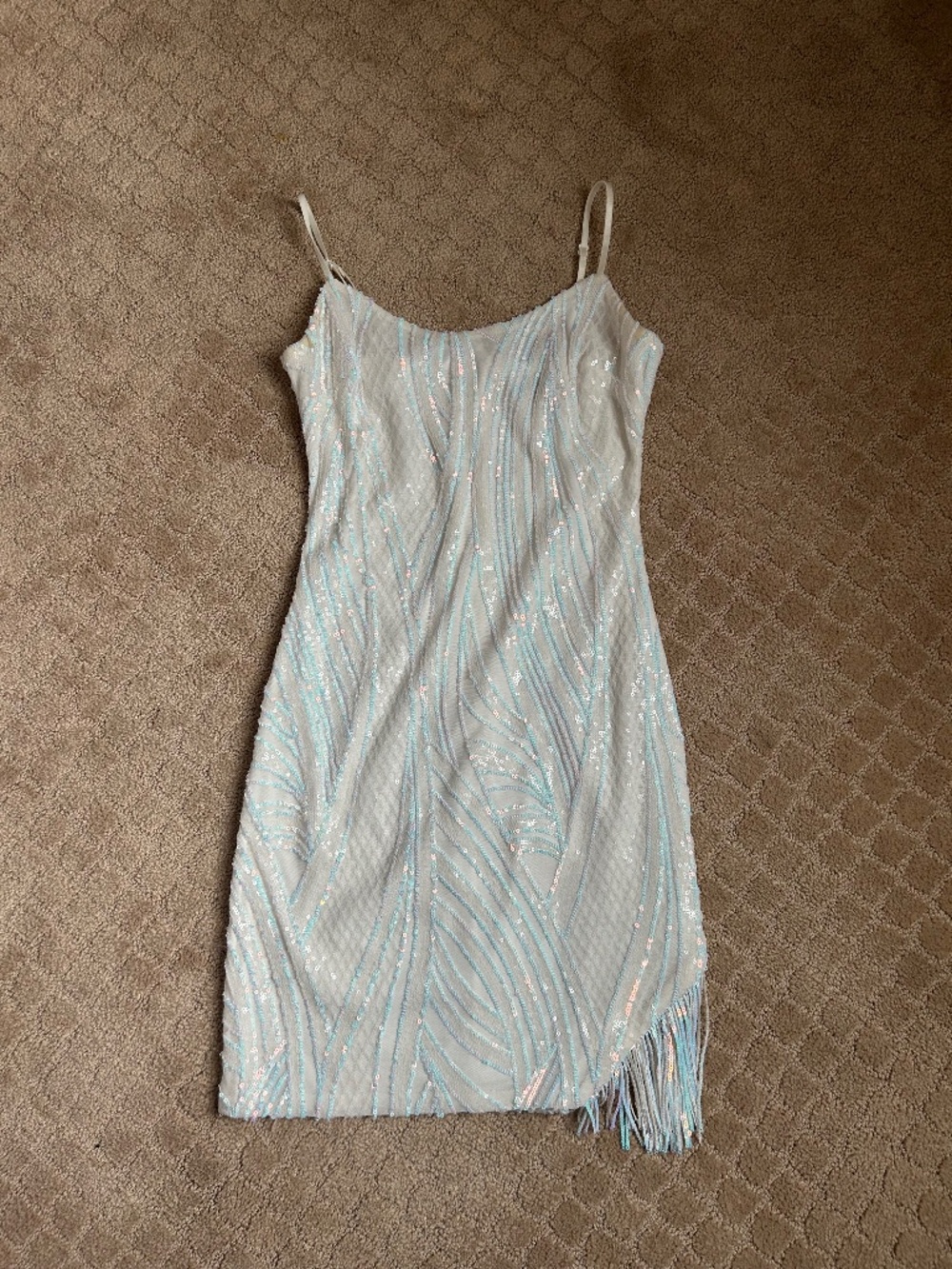 City Vibe White Sequin Bodycon Dress Small Size